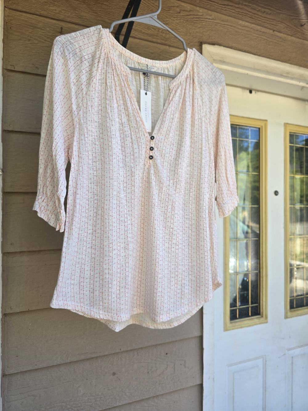 NWT Lucky Brand Printed Henley Women's Top - Small